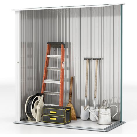 Coffre de rangement extérieur en acier vert 161,5 x 94,5 x 196 cm avec serrure pour outils de jardin (1/5)