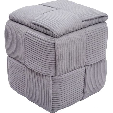Pouf HWC-Q47, pouf ottoman rembourré, avec couvercle et compartiment de rangement, en Velours (260 g (1/5)