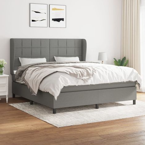 Boxspringbett mit Matratze Dunkelgrau 160x200 cm Stoff (1/5)