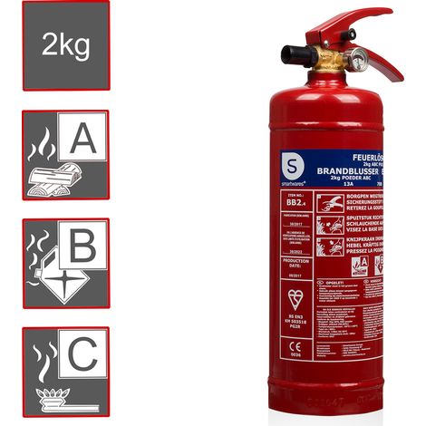 Pulverfeuerlöscher, Brandklassen A, B, C, Manometer, 2kg (1/5)