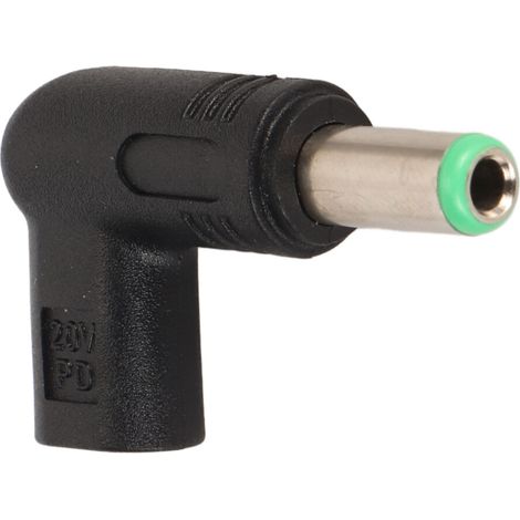 Adaptateur secteur USB-C vers prise CC 12 V déclenché par un émulateur PD, avec port femelle USB 3.1 Type-C et connecteur coudé à 90 degrés, adapté à la charge rapide des ordinateurs portables et des 