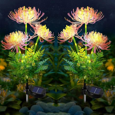 Lampe Solaire Exterieures Jardin 2 PCS Lumiere Solaire Exterieur Decorative, Étanche Lumière Fleur Solaire LED Fleurs pour Pelouse Patio Parterre Jardin Décoration (1/5)