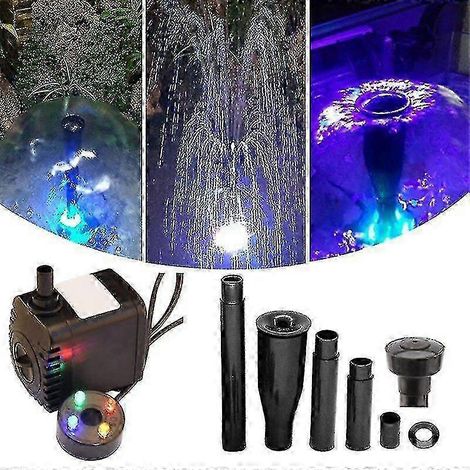 Pompe à eau électrique 600 l/h avec 4 LED pour petite fontaine extérieure, jardin ou bassin à poissons (1/5)