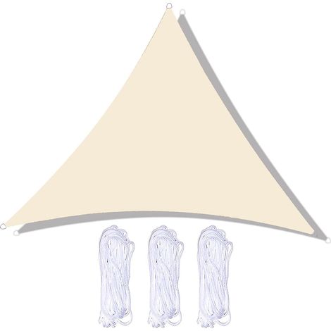 Toldo triangular impermeable y resistente a los rayos UV para patio, jardín o césped, 5 x 5 x 5 m, color blanco roto. (1/5)
