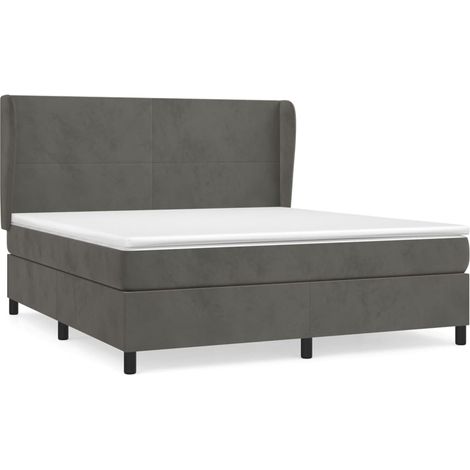 Maison Exclusive - Giroletto a Molle con Materasso Grigio Scuro 160x200 cm Velluto (1/5)