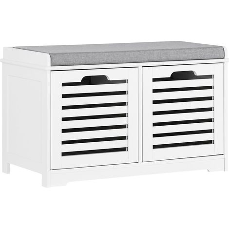 Sobuy – Banc d’entrée compact avec coussin et 2 paniers de rangement – Meuble à chaussures moderne 71x34x43cm – Charge 120kg – FSR23KW