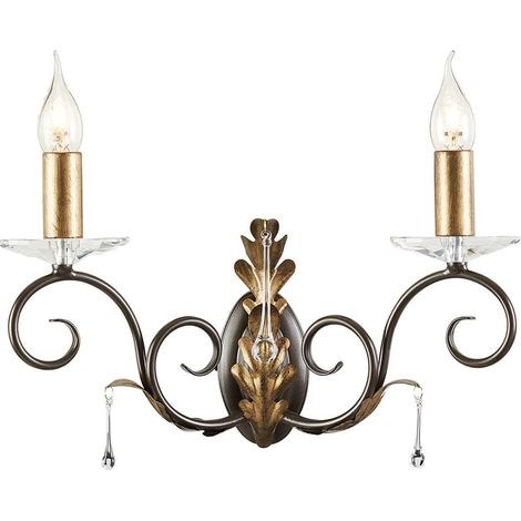 Elstead Amarilli - 2 Light Indoor Candle Wandleuchte Gold, Floral Leaves Design, E14 (1/5)