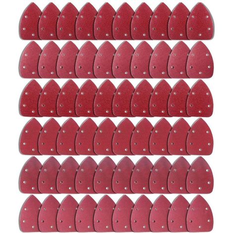 60 Pièces Feuilles abrasifs 5 trous Triangle de Poncage pour Ponceuse Électrique 10 x Grains 40 / 60 / 80 / 120 / 180 / 240 (1/5)