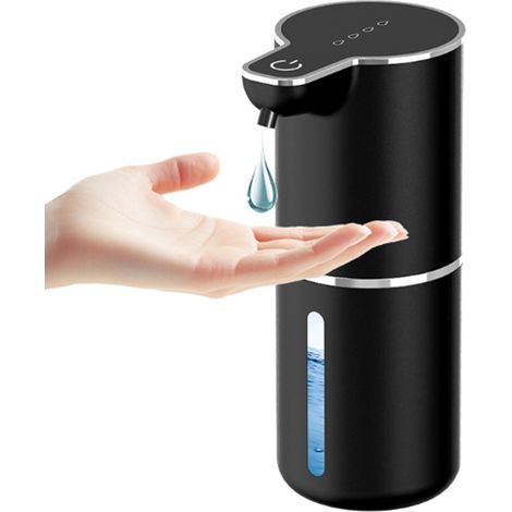 Dispenser automatico di sapone liquido da parete, dispenser manuale di sapone schiumogeno per le mani con sensore a infrarossi, 350 ml, impermeabile IPX5, per bagno e cucina, B, nero (1/5)