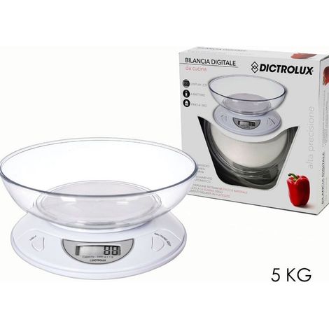 Kaela - Bilancia Digitale Da Cucina A Batteria Pesa Fino A 5kg Display Lcd Bianco 541907 - (1/2)