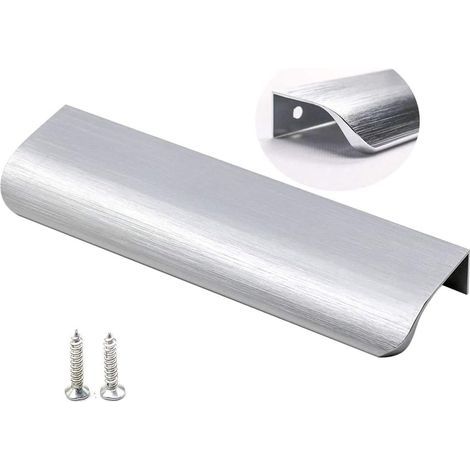 Lot de 10 Poignées De Meuble En Nickel Brossé Poignée d'armoire Poignée Invisible - LS7027SNB128 Poignées Tiroirs Cuisine Poignée Meuble Cuisine Inox(Centre à Centre 128mm) (1/4)