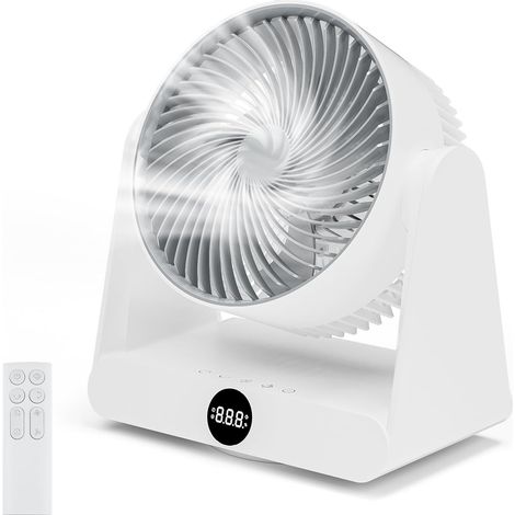 Ventilateur Silencieux 28DB, Circulateur d'Air de Table Bureau 12 Vitesses, 12h Minuterie, Télécommande, Inclinaison Réglable, Chambre/Bureau (1/5)