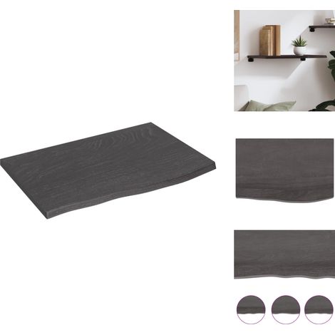 Wandregale - Living Wandregal Dunkelbraun 60x40x2 cm Massivholz Eiche Behandelt (1/5)