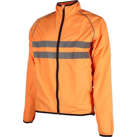 Veste de cyclisme en polyester respirant, coupe-vent, imperméable et réfléchissante, idéale pour la moto et le vélo, orange, taille XL. (1/5)