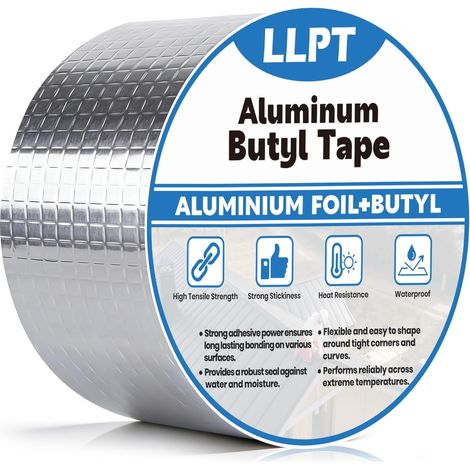 Aluminium Ruban Butyle 7.5cm x 5m Ruban D'étanchéité Imperméable Ruban butyle pour Solins de Toiture Métallique Réparation de Toiture de Camping-Car Réparation de Fuites de Gouttières (1/5)
