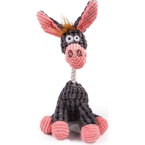 Jouet pour chien âne, jouet pour chien qui couine, jouet interactif à mâcher pour âne en velours côtelé, adapté au dressage de chien, gris (1/5)