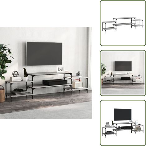 The Living Store Mobile Porta TV Grigio Sonoma 197x35x52 cm in Legno Multistrato - TV Stand