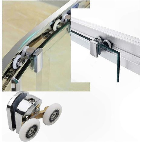 Kit 4 Galets de Roulement pour Porte de Douche Coulissante, 23mm Roues en Nylon de Remplacement pour Rails Supérieurs et Inférieurs, Poulies Fluides pour Glissière (1/2)