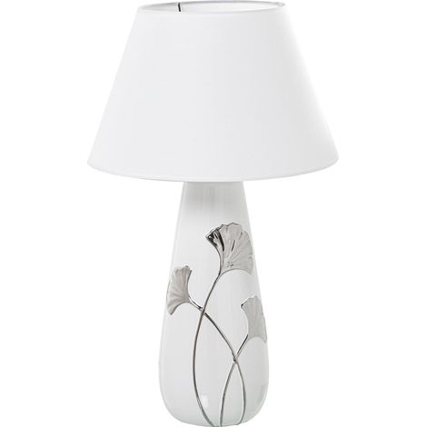 Lampe de bureau céramique blanche éclatante et raffinée - Blanc céramique avec touches d'argent (1/4)