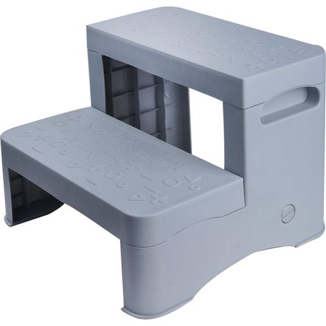 Marche-Pieds Antidérapant avec 2 Étapes pour Enfants, Tabouret bébé en Bas Gris & Jaune pour Salle de Bain (1/5)