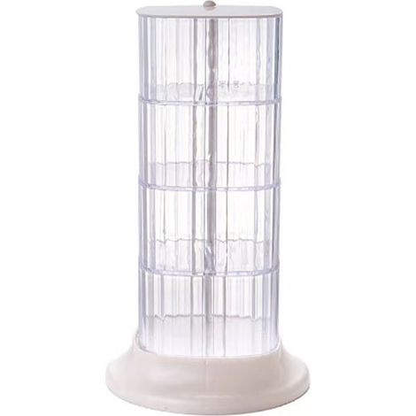 Boîte de rangement rotative pour accessoires de cheveux, anti-poussière, transparente, à 4 niveaux, blanche. (1/5)