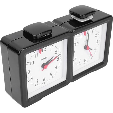 Minuterie d'horloge d'échecs Analogique – Double Minuterie Mécanique avec Mouvement Précis des Engrenages, Boîtier ABS incliné pour la Visualisation, Compatible avec Les échecs (1/5)
