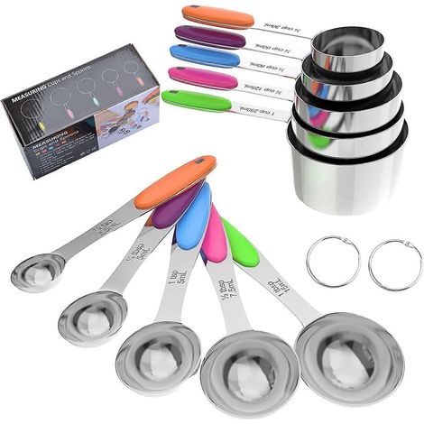 Set mit 10 Messlöffeln und -bechern aus Edelstahl