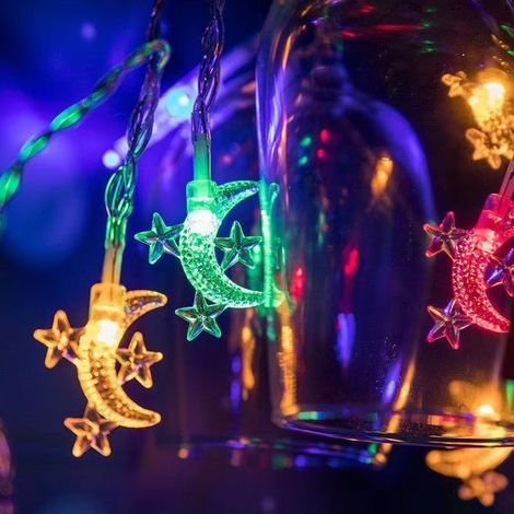 Guirlandes lumineuses décoratives lune et étoiles, adaptées au camping de fête de famille, lumières décoratives intérieures et extérieures (1/5)
