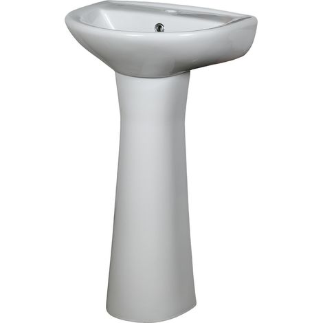 Lavabo avec colonne en céramique 50 x 40 CM Blanc BIZY - LPP