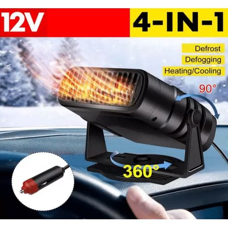 12V 120W 4 en 1 Chauffage électrique de voiture Ventilateur de chauffage Sèche-linge électrique portable Désembueur de pare-brise Dégivreur, noir 360°, 12V (1/5)
