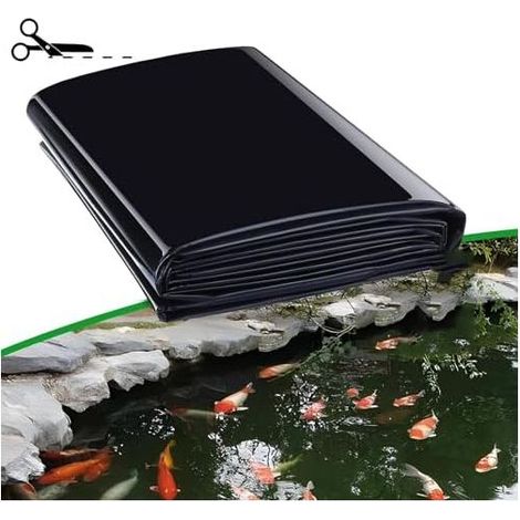 Teichfolie, Teichfolie für den Außenbereich, 9 m x 6 m – 1 mm dick, groß für Fische, Schwimmbecken, verstärkte Membran für die Gartengestaltung, 4 x 8 m, 5 x 9 m, 15 x 13 m, schwarz, 2 x 4 m (1/5)