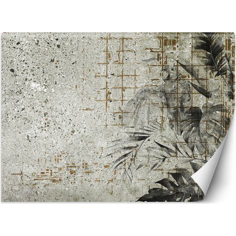 Papier peint Monstera feuilles aspect béton mur 150x105 (1/5)