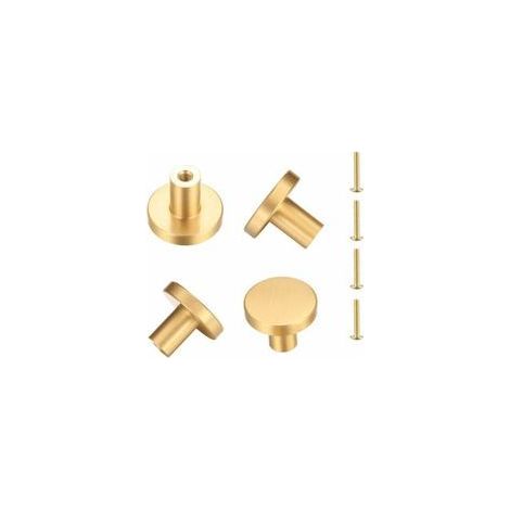 Runder Türgriff aus massivem Messing, Möbelgriff, Schubladengriff für Schränke, Kommoden, Küche, einlochiger Goldgriff - 4 Stück (33 mm x 20 mm) (1/5)