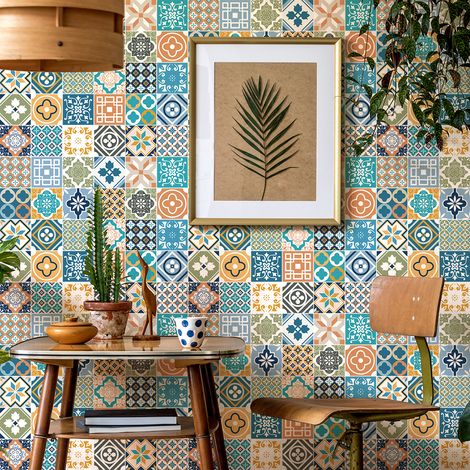 Sticker Mural Carrelage adhésif Cuisine Salle de Bain - 30 STICKERS CARREAUX DE CIMENT FERARIO - 30stickers10x10cm (1/5)