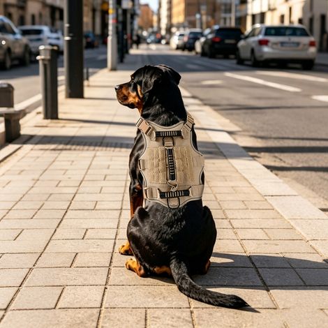 Dog Harness, T-Bone Tactical Harness with 2 Handles, Escape-Proof, Adjustable Chest Harness for Dogs: Hunting, Hiking, Training, Walking and Outdoor Activities (Khaki，L) (1/5)