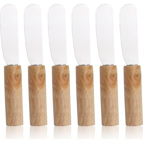 6 Piece Butter Knife, Butter Spreader Knife, Small Stainless Steel Butter and Cheese Knives with Wooden Handle for Jam Bread Cream Cheese Kitchen (1/3)