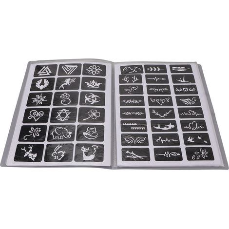 19 Feuilles De Pochoirs De Tatouages ​​temporaires, Modèles De Tatouage De Paillettes D'art Corporel Réutilisables Imperméables Pour L'art Corporel De Peinture De Visage (1/5)