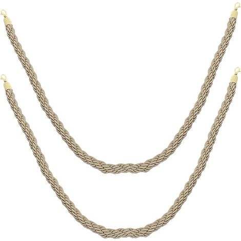 Fourniture de Poteaux avec Cordon de Sécurité en Jute Beige, Lot de 2, Barrière pour Gestion de Foule et Contrôle des Files (1/5)