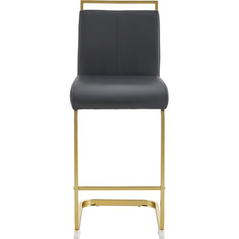 Set di 2 sgabelli alti nordici in PU nero e metallo dorato, 96,5 cm, HOMVRA (1/5)