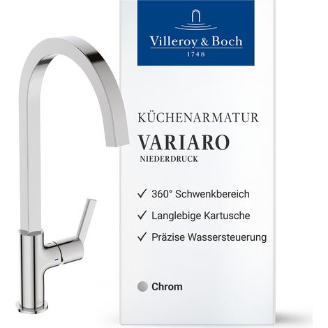 Villeroy & Boch Küchenarmatur Variaro, FirmaFlow® Kartusche, 360° schwenkbarer Auslauf, Schnellmontagesystem (1/5)