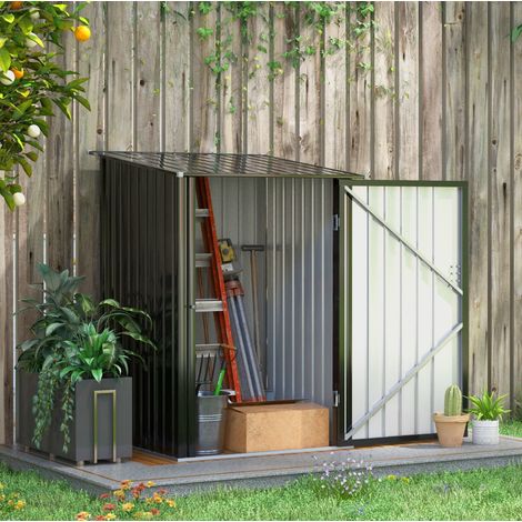 Cobertizo de jardín 100x103x160 cm en acero galvanizado gris oscuro – MEUBLIV (1/5)
