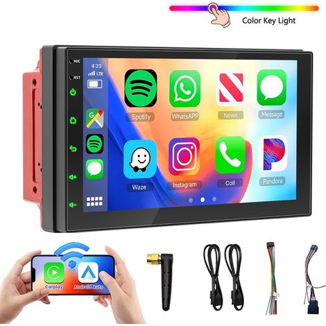 Autoradio 2 DIN 7 pouces avec Apple CarPlay, Android Auto et Bluetooth tactile (1/5)