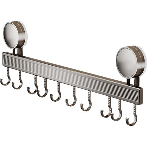 1 Support mural à ventouse, Aluminium et ABS, Capacité 20 kg, Pour cuisine et salle de bain (1/5)