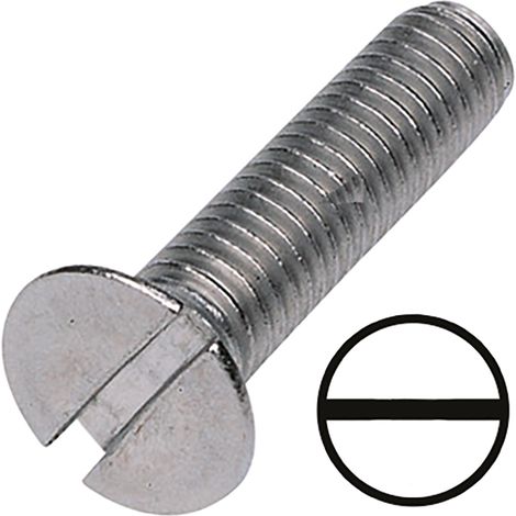 Vis à métaux RS PRO M6 à tête Fraisée fendue en Acier, 60mm ( Prix pour Sachet de 100 )