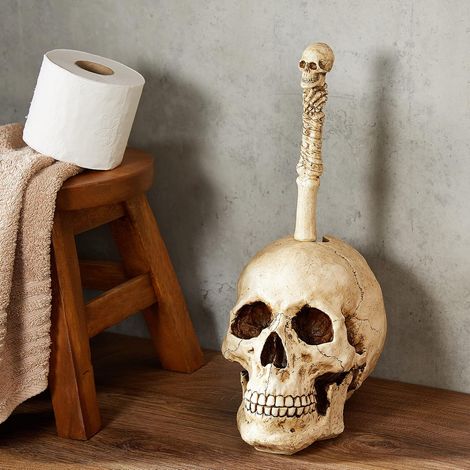 Offre spéciale Brosse WC neuve de haute qualité avec motif tête de mort. Dimensions : 20,5 x 5,5 x 40,5 cm-AquaForge (1/4)