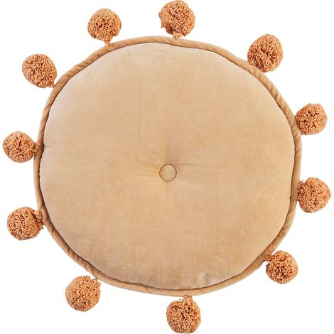 Oreiller Rond en Velours Rose, 45,7 cm de diamètre (1/5)