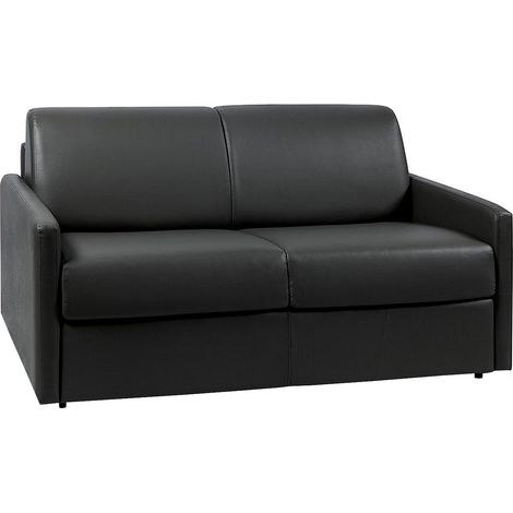 Divano letto 2 posti express in similpelle nera con seduta memory foam - Letto 120 cm - Materasso 18 cm - CALIFE
