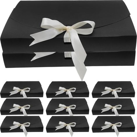 20 Pièces Boîtes Cadeaux Noires avec Ruban Coffrets Emballage Écharpes Chemises pour Mariage Anniversaire Noël Fête (1/5)