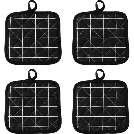 pezzi di guanti da forno resistenti al calore, guanti da forno a microonde quadrati, guanti da forno in cotone resistenti al calore, presine per forno da cucina (nero)