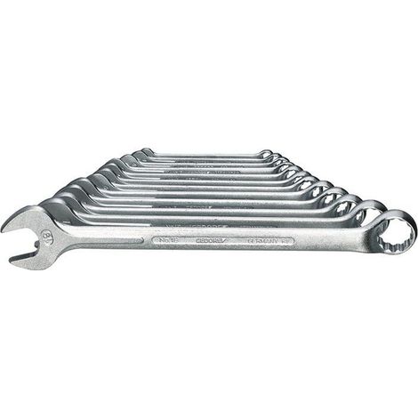 Juego de llaves mixtos de acero al vanadio 31CrV3, cantidad : 8 unidades, Contenido 10 12 13 14 17 19 22 24 mm (1/3)